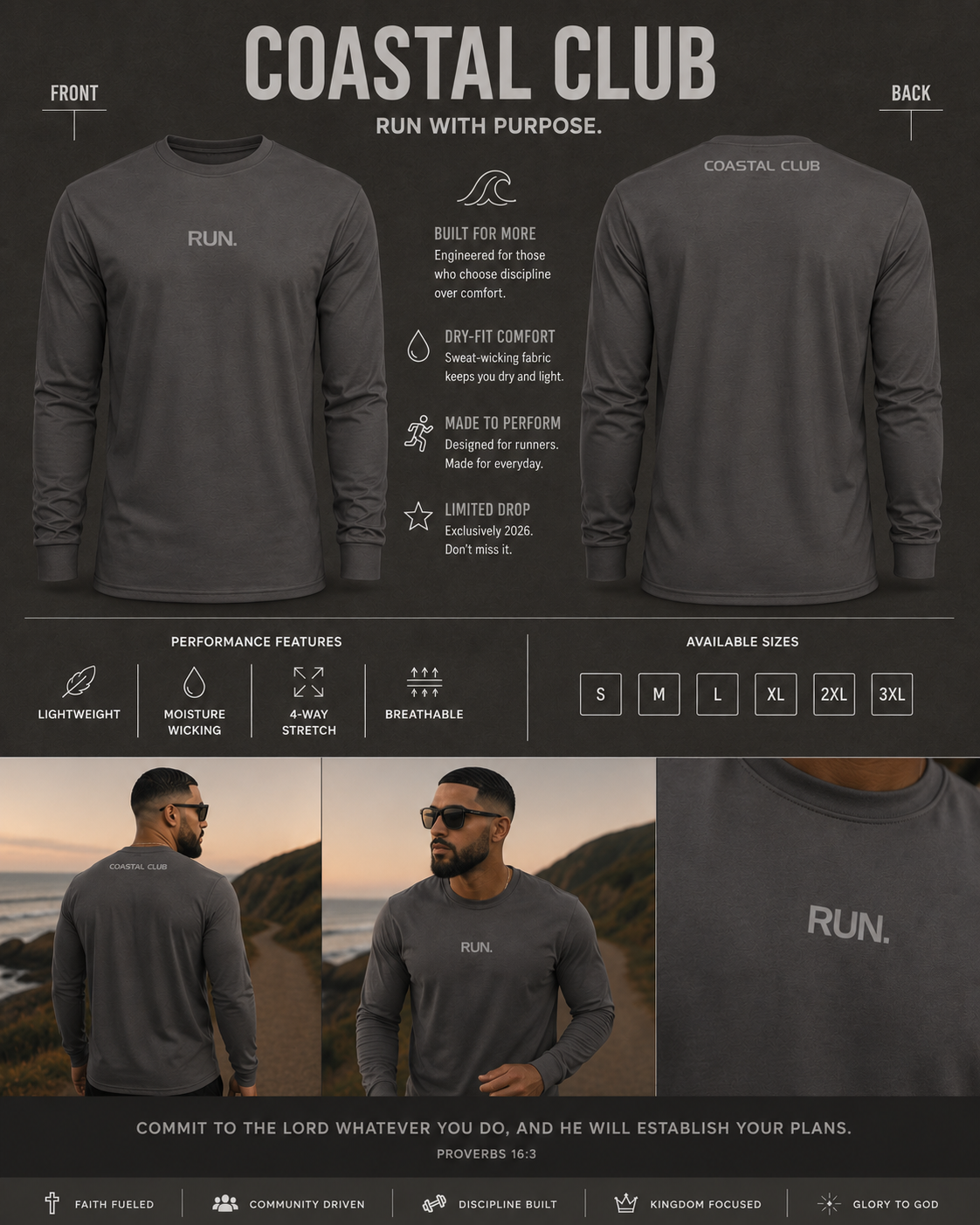 COASTAL CLUB “RUN” (DRI-FIT) LONG SLEEVE